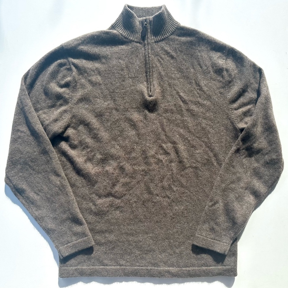 Like New Allen Solly Cashmere Men's Taupe 1/4 Zip Sweater, M